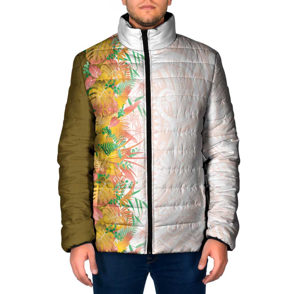 Hawaii Tropical Plant Lenalena Padded Jacket Vibrant Polynesian Pattern LT01 Men Yellow - Polynesian Pride