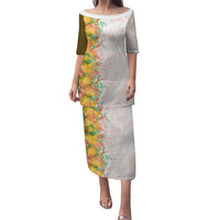 Hawaii Tropical Plant Lenalena Puletasi Vibrant Polynesian Pattern LT01 Long Dress Yellow - Polynesian Pride