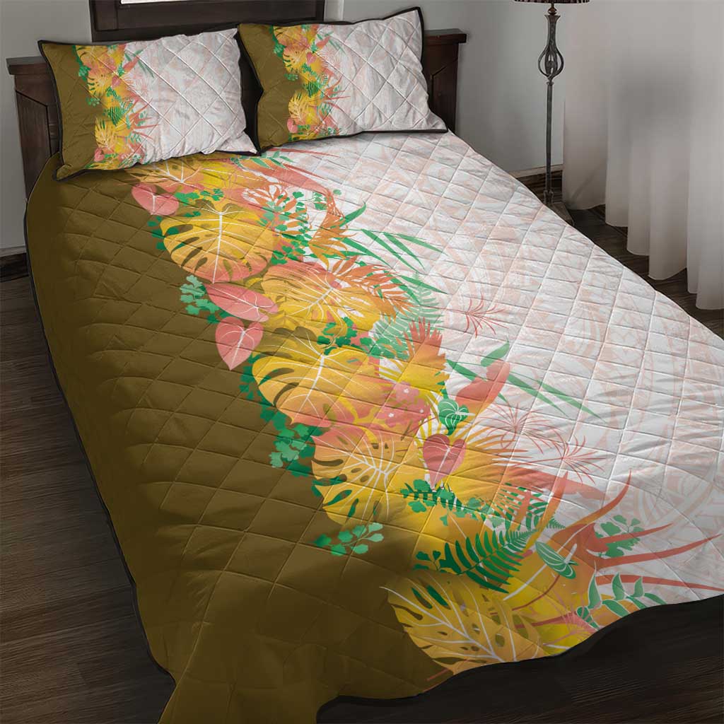 Hawaii Tropical Plant Lenalena Quilt Bed Set Vibrant Polynesian Pattern LT01 Yellow - Polynesian Pride