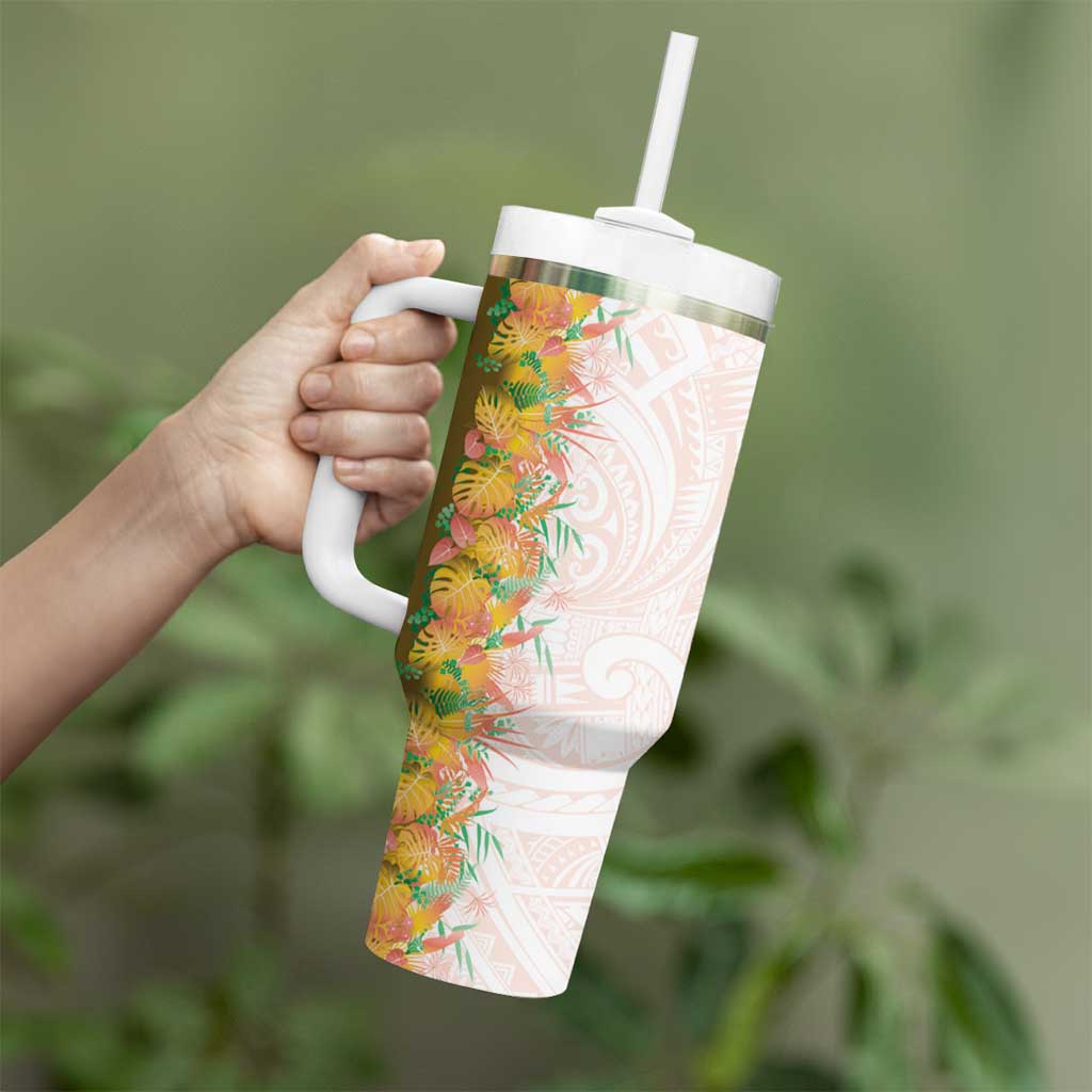 Hawaii Tropical Plant Lenalena Tumbler With Handle Vibrant Polynesian Pattern LT01 - Polynesian Pride