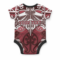 Personalised Maori Te Arawa Baby Onesie Silver Fern Kowhaiwhai Art LT01 - Polynesian Pride
