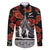 New Zealand ANZAC Day Family Matching Puletasi Dress and Hawaiian Shirt Poppy With Polynesian Pattern LT01 Dad's Shirt - Long Sleeve Black - Polynesian Pride