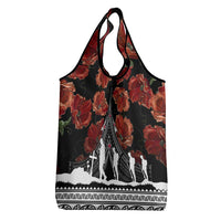 New Zealand ANZAC Day Grocery Bag Poppy With Polynesian Pattern LT01 - Polynesian Pride