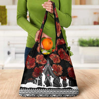 New Zealand ANZAC Day Grocery Bag Poppy With Polynesian Pattern LT01 - Polynesian Pride
