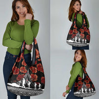 New Zealand ANZAC Day Grocery Bag Poppy With Polynesian Pattern LT01 - Polynesian Pride