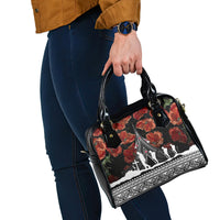 New Zealand ANZAC Day Shoulder Handbag Poppy With Polynesian Pattern LT01 - Polynesian Pride