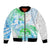 Kia Ora Maori New Zealand Pastel Bomber Jacket Sun Ta Moko Aqua Green Version LT01 Unisex Aqua - Polynesian Pride