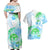 Kia Ora Maori New Zealand Pastel Couples Matching Off Shoulder Maxi Dress and Hawaiian Shirt Sun Ta Moko Aqua Green Version LT01 - Polynesian Pride