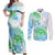 Kia Ora Maori New Zealand Pastel Couples Matching Off Shoulder Maxi Dress and Long Sleeve Button Shirt Sun Ta Moko Aqua Green Version LT01 Aqua - Polynesian Pride