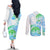 Kia Ora Maori New Zealand Pastel Couples Matching Off The Shoulder Long Sleeve Dress and Long Sleeve Button Shirt Sun Ta Moko Aqua Green Version LT01 - Polynesian Pride