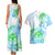 Kia Ora Maori New Zealand Pastel Couples Matching Tank Maxi Dress and Hawaiian Shirt Sun Ta Moko Aqua Green Version LT01 - Polynesian Pride