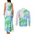 Kia Ora Maori New Zealand Pastel Couples Matching Tank Maxi Dress and Long Sleeve Button Shirt Sun Ta Moko Aqua Green Version LT01 - Polynesian Pride