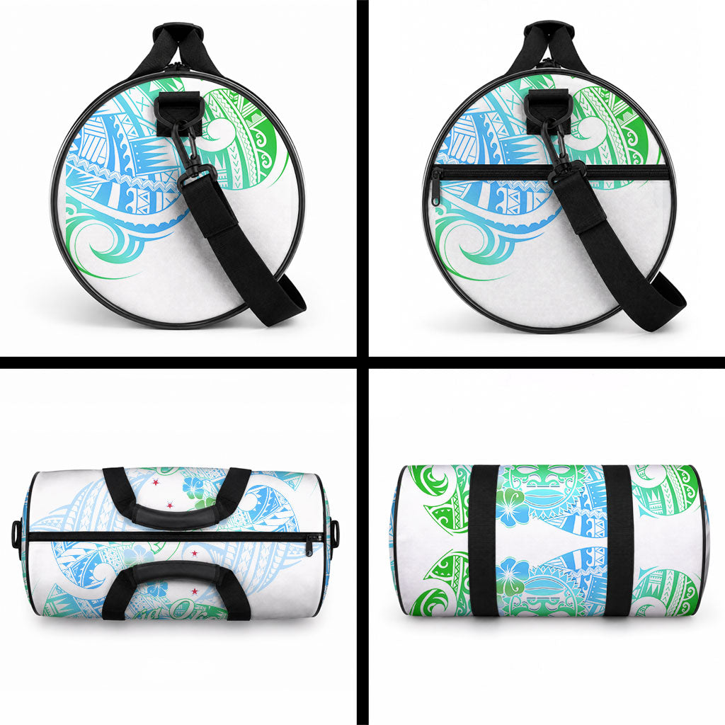 Kia Ora Maori New Zealand Pastel Duffle Bag Sun Ta Moko Aqua Green Version LT01 - Polynesian Pride