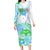 Kia Ora Maori New Zealand Pastel Family Matching Long Sleeve Bodycon Dress and Hawaiian Shirt Sun Ta Moko Aqua Green Version LT01 Mom's Dress Aqua - Polynesian Pride