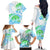 Kia Ora Maori New Zealand Pastel Family Matching Off Shoulder Long Sleeve Dress and Hawaiian Shirt Sun Ta Moko Aqua Green Version LT01 - Polynesian Pride