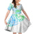 Kia Ora Maori New Zealand Pastel Family Matching Short Sleeve Bodycon Dress and Hawaiian Shirt Sun Ta Moko Aqua Green Version LT01 Daughter's Dress Aqua - Polynesian Pride