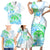 Kia Ora Maori New Zealand Pastel Family Matching Short Sleeve Bodycon Dress and Hawaiian Shirt Sun Ta Moko Aqua Green Version LT01 - Polynesian Pride