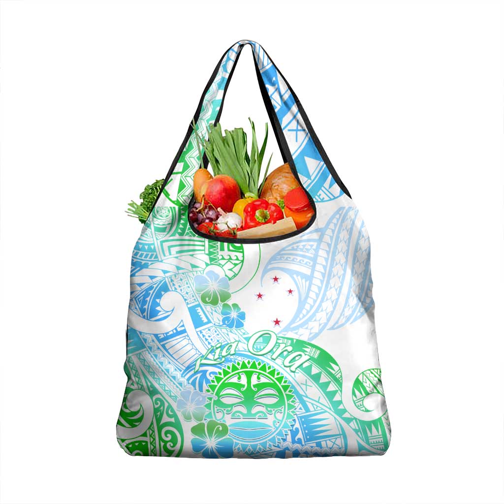 Kia Ora Maori New Zealand Pastel Grocery Bag Sun Ta Moko Aqua Green Version LT01 1-pack One Size Aqua - Polynesian Pride
