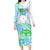 Kia Ora Maori New Zealand Pastel Long Sleeve Bodycon Dress Sun Ta Moko Aqua Green Version LT01 Long Dress Aqua - Polynesian Pride