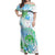 Kia Ora Maori New Zealand Pastel Off Shoulder Maxi Dress Sun Ta Moko Aqua Green Version LT01 Women Aqua - Polynesian Pride