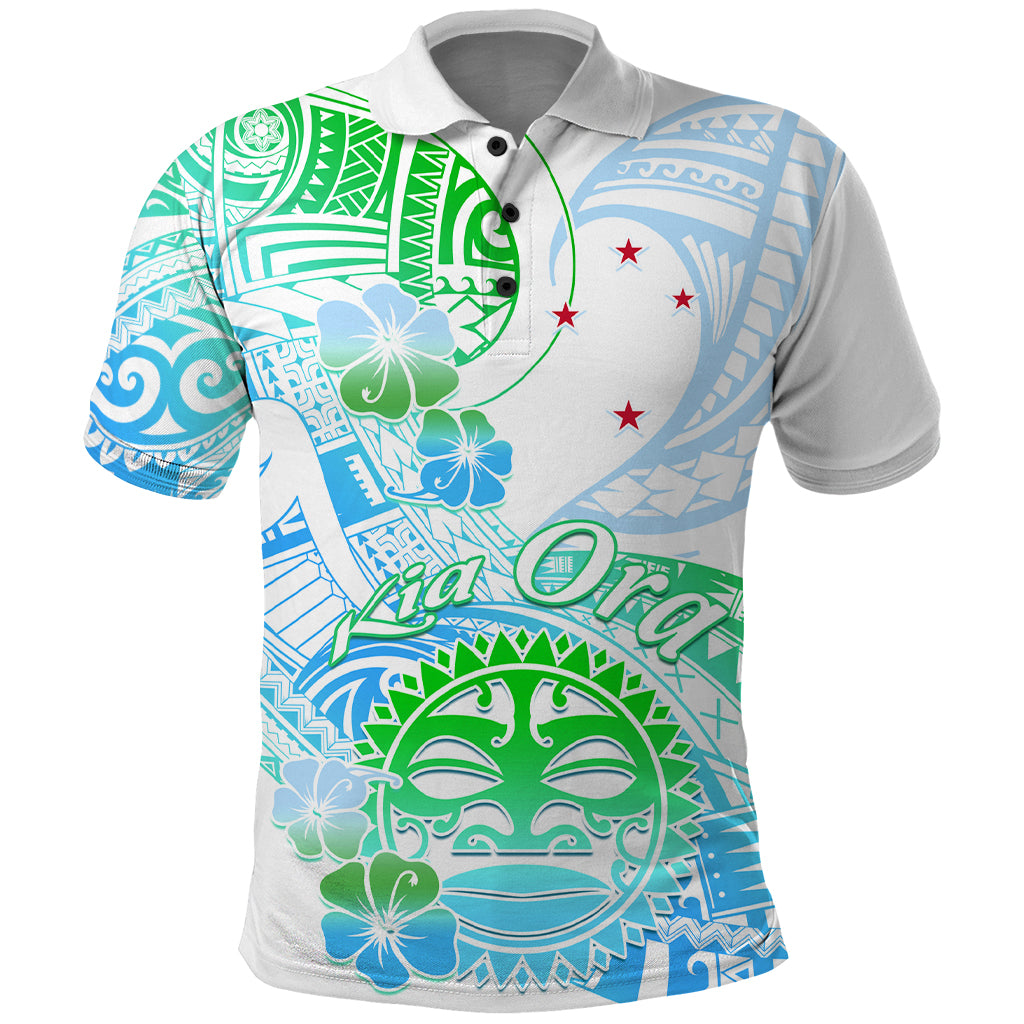 Kia Ora Maori New Zealand Pastel Polo Shirt Sun Ta Moko Aqua Green Version LT01 Aqua - Polynesian Pride