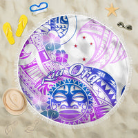 Kia Ora Maori New Zealand Pastel Beach Blanket Sun Ta Moko Lilac Version LT01 One Size 150cm Purple - Polynesian Pride