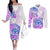 Kia Ora Maori New Zealand Pastel Couples Matching Off The Shoulder Long Sleeve Dress and Long Sleeve Button Shirt Sun Ta Moko Lilac Version LT01 Purple - Polynesian Pride