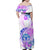 Kia Ora Maori New Zealand Pastel Family Matching Off Shoulder Maxi Dress and Hawaiian Shirt Sun Ta Moko Lilac Version LT01 - Polynesian Pride