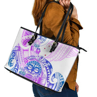 Kia Ora Maori New Zealand Pastel Leather Tote Bag Sun Ta Moko Lilac Version LT01 - Polynesian Pride