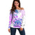 Kia Ora Maori New Zealand Pastel Off Shoulder Sweater Sun Ta Moko Lilac Version LT01 Women Purple - Polynesian Pride