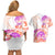 Kia Ora Maori New Zealand Pastel Couples Matching Off Shoulder Short Dress and Hawaiian Shirt Sun Ta Moko Sunset Version LT01 - Polynesian Pride