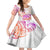 Kia Ora Maori New Zealand Pastel Family Matching Off Shoulder Short Dress and Hawaiian Shirt Sun Ta Moko Sunset Version LT01 Daughter's Dress Orange - Polynesian Pride