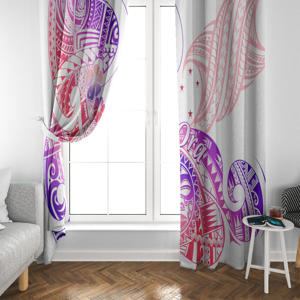 Kia Ora Maori New Zealand Pastel Window Curtain Sun Ta Moko Sweet Version LT01 - Polynesian Pride