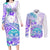 Kia Ora Maori New Zealand Pastel Couples Matching Long Sleeve Bodycon Dress and Long Sleeve Button Shirt Sun Ta Moko Violet Version LT01 Purple - Polynesian Pride