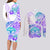 Kia Ora Maori New Zealand Pastel Couples Matching Long Sleeve Bodycon Dress and Long Sleeve Button Shirt Sun Ta Moko Violet Version LT01 - Polynesian Pride