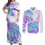 Kia Ora Maori New Zealand Pastel Couples Matching Off Shoulder Maxi Dress and Long Sleeve Button Shirt Sun Ta Moko Violet Version LT01 Purple - Polynesian Pride