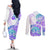 Kia Ora Maori New Zealand Pastel Couples Matching Off The Shoulder Long Sleeve Dress and Long Sleeve Button Shirt Sun Ta Moko Violet Version LT01 - Polynesian Pride