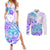 Kia Ora Maori New Zealand Pastel Couples Matching Summer Maxi Dress and Long Sleeve Button Shirt Sun Ta Moko Violet Version LT01 Purple - Polynesian Pride