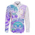 Kia Ora Maori New Zealand Pastel Family Matching Off Shoulder Maxi Dress and Hawaiian Shirt Sun Ta Moko Violet Version LT01 Dad's Shirt - Long Sleeve Purple - Polynesian Pride