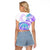 Kia Ora Maori New Zealand Pastel Raglan Cropped T Shirt Sun Ta Moko Violet Version LT01 - Polynesian Pride