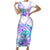 Kia Ora Maori New Zealand Pastel Short Sleeve Bodycon Dress Sun Ta Moko Violet Version LT01 Long Dress Purple - Polynesian Pride