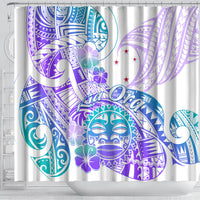Kia Ora Maori New Zealand Pastel Shower Curtain Sun Ta Moko Violet Version LT01 - Polynesian Pride