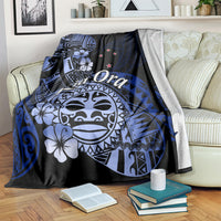 Aotearoa Kia Ora New Zealand Ta Moko Blue Version Blanket LT01 - Polynesian Pride