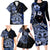 Aotearoa Kia Ora New Zealand Ta Moko Blue Version Family Matching Long Sleeve Bodycon Dress and Hawaiian Shirt LT01 - Polynesian Pride