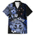 Aotearoa Kia Ora New Zealand Ta Moko Blue Version Family Matching Off Shoulder Long Sleeve Dress and Hawaiian Shirt LT01 Dad's Shirt - Short Sleeve Blue - Polynesian Pride