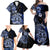 Aotearoa Kia Ora New Zealand Ta Moko Blue Version Family Matching Off Shoulder Maxi Dress and Hawaiian Shirt LT01 - Polynesian Pride