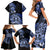 Aotearoa Kia Ora New Zealand Ta Moko Blue Version Family Matching Short Sleeve Bodycon Dress and Hawaiian Shirt LT01 - Polynesian Pride