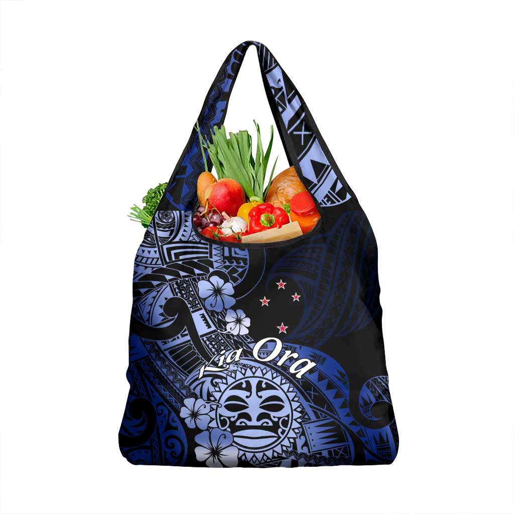 Aotearoa Kia Ora New Zealand Ta Moko Blue Version Grocery Bag LT01 1-pack One Size Blue - Polynesian Pride