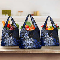 Aotearoa Kia Ora New Zealand Ta Moko Blue Version Grocery Bag LT01 3-pack One Size Blue - Polynesian Pride