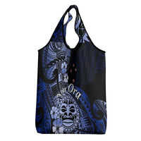 Aotearoa Kia Ora New Zealand Ta Moko Blue Version Grocery Bag LT01 - Polynesian Pride
